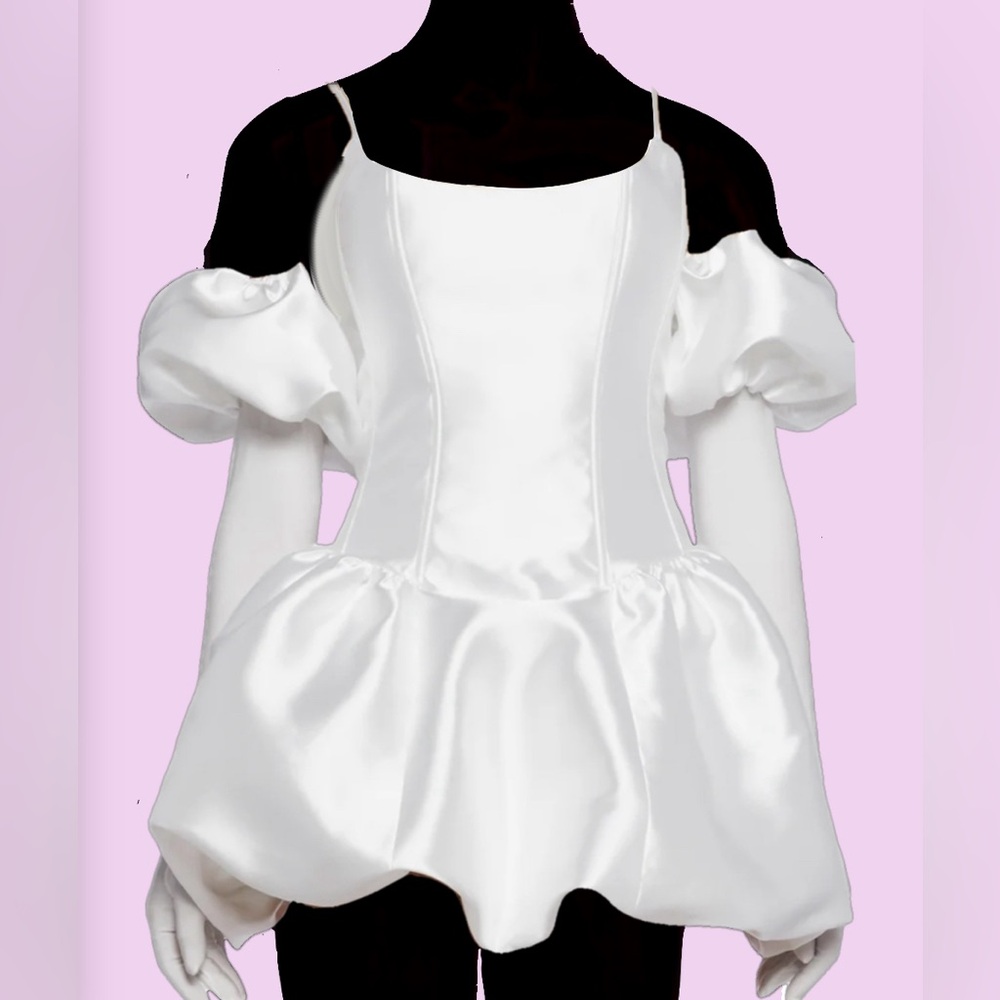 Dolls Kill Wedding Bridal Mini Dress with Gloves in white